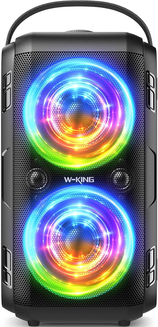 W-KING Party Loudest Portable Bluetooth Speaker Wireless Boom Box, 180W Max Big Large Outdoor Speaker 4 Drivers with 2*4.04'' Subwoofer, 80W HD Huge 105dB Pulse Natur Deep Bass, IPX5/24H/EQ/USB/TF/AUX