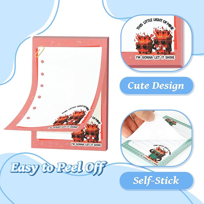 Dumpster On Fire Desk Accessories,12 Pads Pop up Cute Sticky Notes 3.54 x 2.36 Inch,This Little Light of Mine I'm Gonna Let It Shine,Memo Notes Funny Office Gifts for Women Men Coworkers