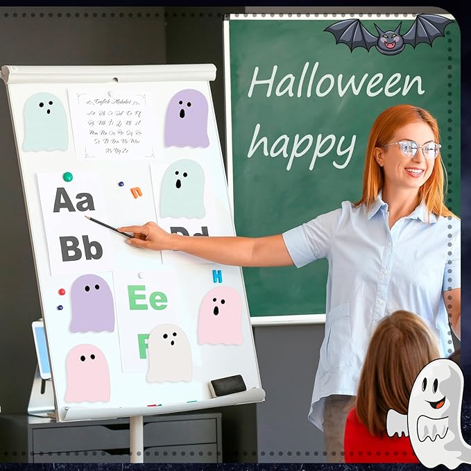 Zhanmai 1200 Pcs Halloween Ghost Sticky Notes Self-Adhesive Halloween Cute Note Pads Removable Ghost Memo Notes for School Office Home Students Teachers Present