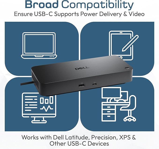 Dell Pro Dock WD25 USB-C Docking Station – 100W Power Delivery, Dual FHD or Single 4K Display Support, HDMI, DisplayPort, Ethernet – Boomph's Ultimate Performance Dock Solution for Your Workspace