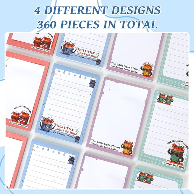 Dumpster On Fire Desk Accessories,12 Pads Pop up Cute Sticky Notes 3.54 x 2.36 Inch,This Little Light of Mine I'm Gonna Let It Shine,Memo Notes Funny Office Gifts for Women Men Coworkers