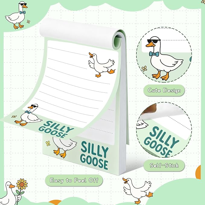 Goose Sticky Notes Gifts – 12 Pads Silly Office Gifts for Coworkers, Funny Post It Notes, 600 Sheets 3.6 x 2.4 Inch Novelty Silly Notepads, Goose Self-Stick Memo Pads for Office, School, Desktop