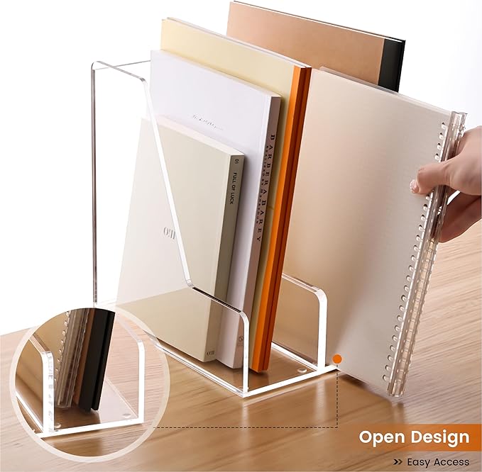 YUXUN Acrylic Magazine File Holder,Clear Desk Organizer File Holder Stand for File/Magazine/Binders/Notebook/Envelopes,Multi-purpose Coloring Comic Book Storage for Home/Office/Classroom Organization