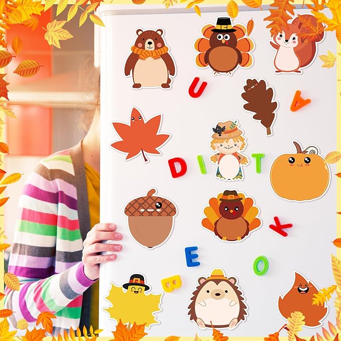 Zhanmai 1200 Pcs Thanksgiving Fall Sticky Notes Bulks Thanksgiving Memo Notepads Turkey Pumpkin Squirrel Maple Leaf Sticky Notes Fall Self-Stick Pads Autumn Gifts