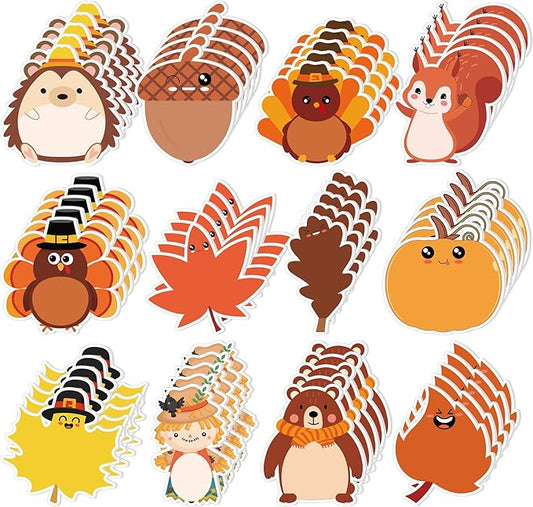Zhanmai 1200 Pcs Thanksgiving Fall Sticky Notes Bulks Thanksgiving Memo Notepads Turkey Pumpkin Squirrel Maple Leaf Sticky Notes Fall Self-Stick Pads Autumn Gifts