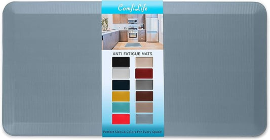ComfiLife Anti Fatigue Floor Mat – 3/4 Inch Thick Perfect Kitchen Mat, Standing Desk Mat – Comfort at Home, Office, Garage – Durable – Stain Resistant – Non-Slip Bottom (24" x 70", Denim)