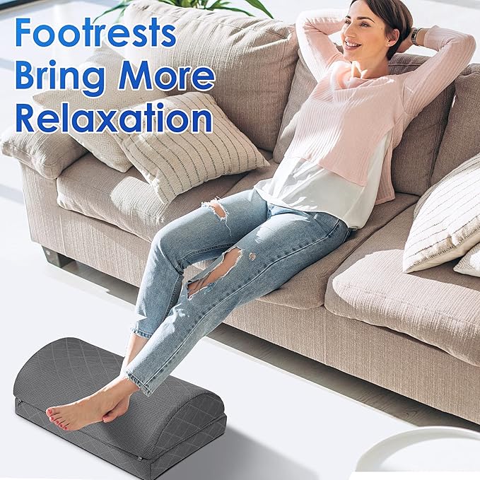 Foot Rest,Desk & Gaming Accessories,Foot Rest for Under Desk at Work,Comfortable Footrest with 2 Adjustable Heights & Removable Cover, Office Desk Accessories（Gray-20 in）