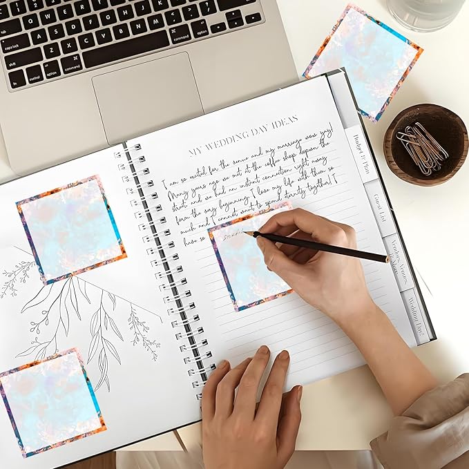 Sticky Notes 3x3 Inches, Cute Self-Stick Notes Bright Funny Sticky Note, Easy to Post for Home, Office, Notebook Abstract Blue Orange Print