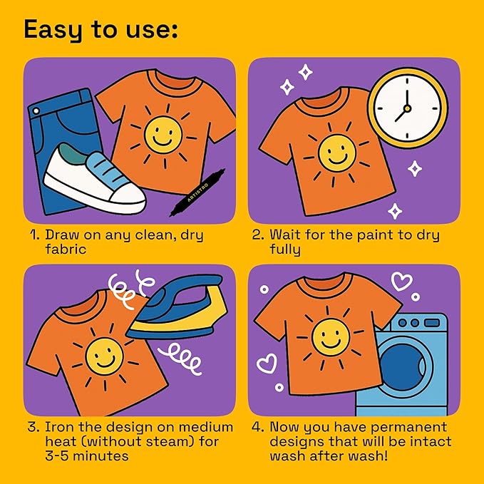 ARTISTRO 12 Dual-Tip Fabric Markers - Fabric Decorating Kit - Permanent for Clothes - Acrylic Paint Pens for Sneakers, Bags, Shoes, Textile, Canvas, Sewing, Craft, DIY - Brush and Fine Tip