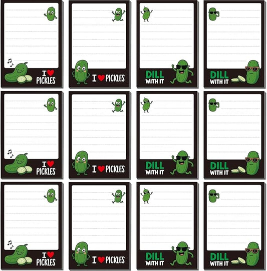 Pickle Sticky Notes Gifts – 12 Pads Office Gifts for Coworkers, Funny Post It Notes, 600 Sheets 3.6 x 2.4 Inch Novelty Pickle Notepads, Pickle Self-Stick Memo Pads for Office, School, Desktop