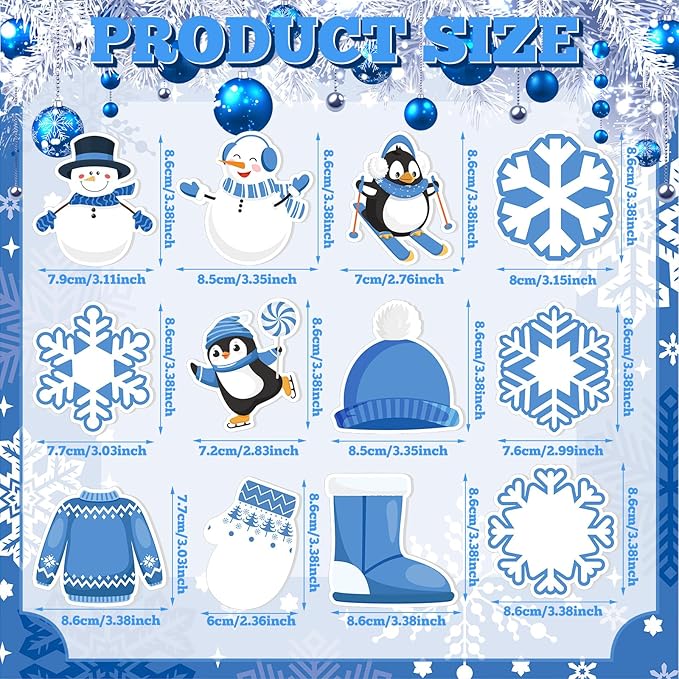 Zhanmai 1200 Pcs Winter Sticky Notes Bulks Winter Notepads Gifts Blue Penguin Snowflake Sweater Self-Adhesive Writing Memo Pad Office Home Daily Reminders Supplies