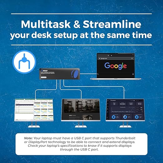 OREI SplitExtend 4K Splitter Extended Display Triple Monitor 2, 1 DisplayPort Docking Station 4 Separate Screens - USB-C to HDMI Adapter, 100W PD LAN, 4 USB 3.0, MircoSD, Windows, Mac OS