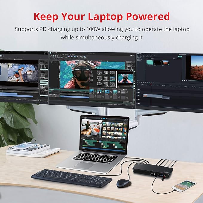 SIIG USB Type C 4K Triple Monitor Docking Station - Triple 4K@60Hz or Single 5K@60Hz Video Laptop Dock with 85W Charging - 1x HDMI, 2x DisplayPort, 5x USB Ports for Windows PC & MacBook (JU-DK0B11-S1)