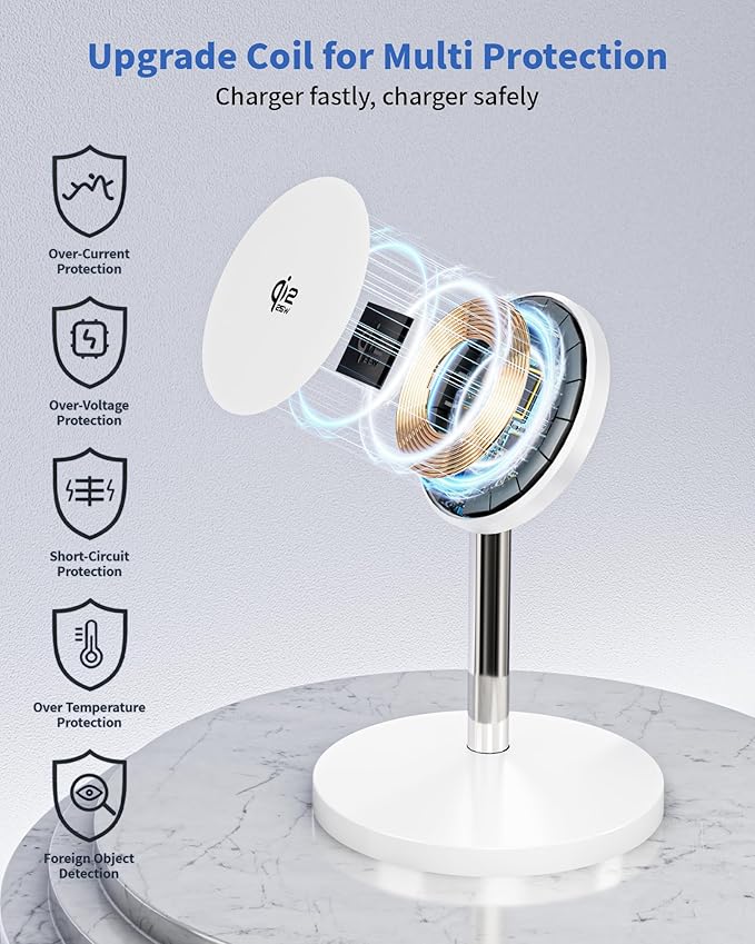 Magnetic Wireless Charger Stand, 25W Fast Mag Safe Charger [Qi2.2 Certified] iPhone Stand, 6FT Magnet Wireless Charging Station/Pad for iPhone 17 Air 17 Pro 17 Pro Max 16 15 14 13 12,AirPods Pro 2/3/4