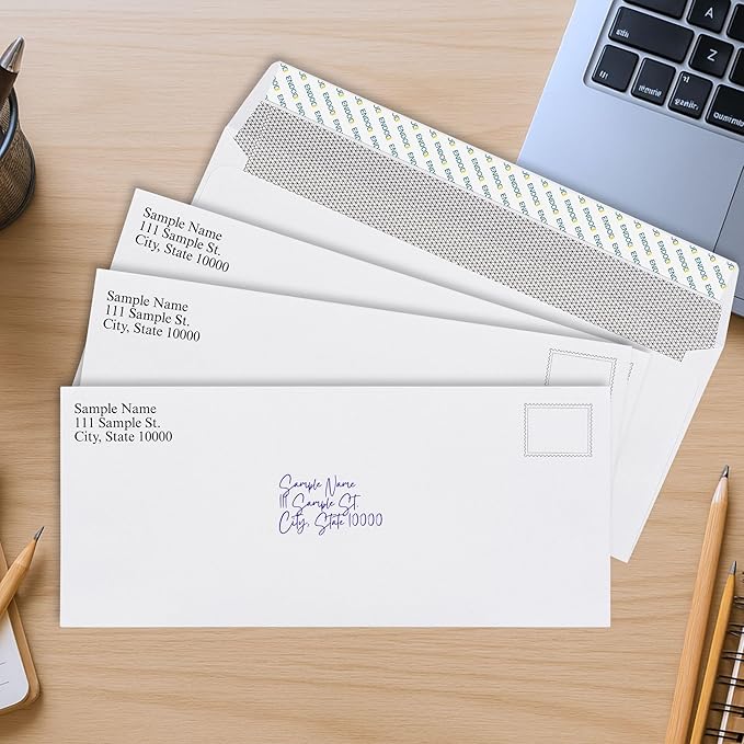 #10 Envelopes Self Seal - 50/pack - 4 1/8 x 9 1/2 inch Letter Size - Business Envelopes #10 Peel & Seal Closure, Security Tinted for Invoices, Statements - Blank White 24LB Paper