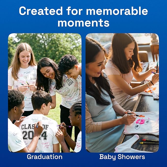 ARTISTRO 24 Dual-Tip Fabric Markers - Fabric Decorating Kit - Permanent for Clothes - Acrylic Paint Pens for Sneakers, Bags, Shoes, Textile, Canvas, Sewing, Craft, DIY - Brush and Fine Tip