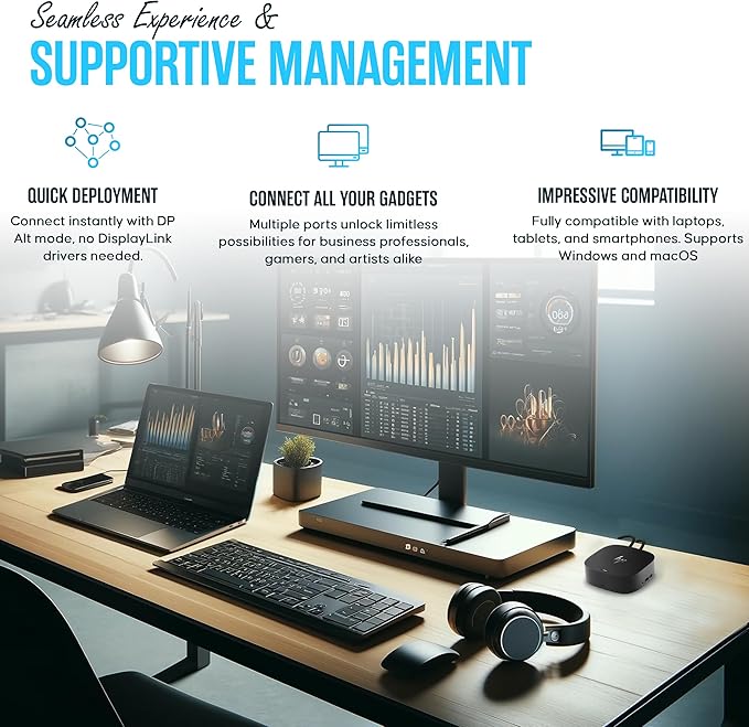 HP Docking Station for Laptop Dual Monitor and Charging - 5TW10AA / 5TW10UT / 5TW10AA#ABB USB-C G5 Dock with 120W AC Adap TER + HDMI Cable + DisplayPort Cable + Cleaning Cloth