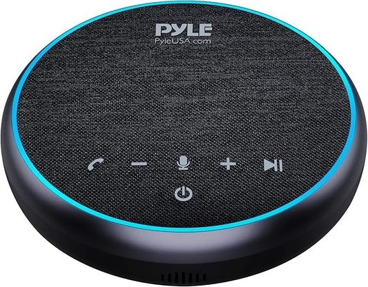 PyleUsa Conference Speaker Bluetooth Speakerphone - Multipurpose Conference & Streaming Speaker,Noise Canceling Swiss Immersive Crisp Voice Pickup for Office,Travel,Home, w/USB-C,Aux Cables - PSCN42