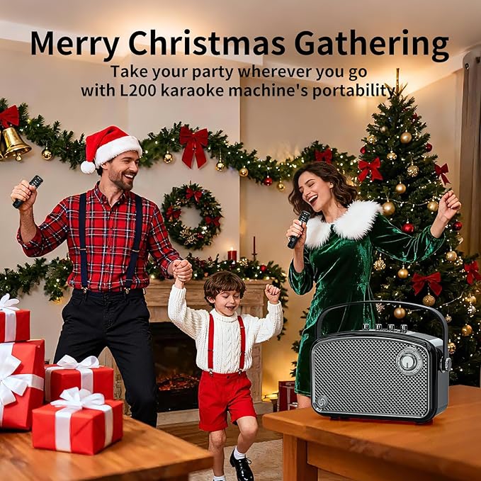 120W Peak Powerful Voice Amplifier with 2 UHF Microphones, Bluetooth Speakers with Bass/Trable/Echo Adjustment, Small PA Speaker System, Karaoke Machine for Adults, Teachers, Public Speaking, Events