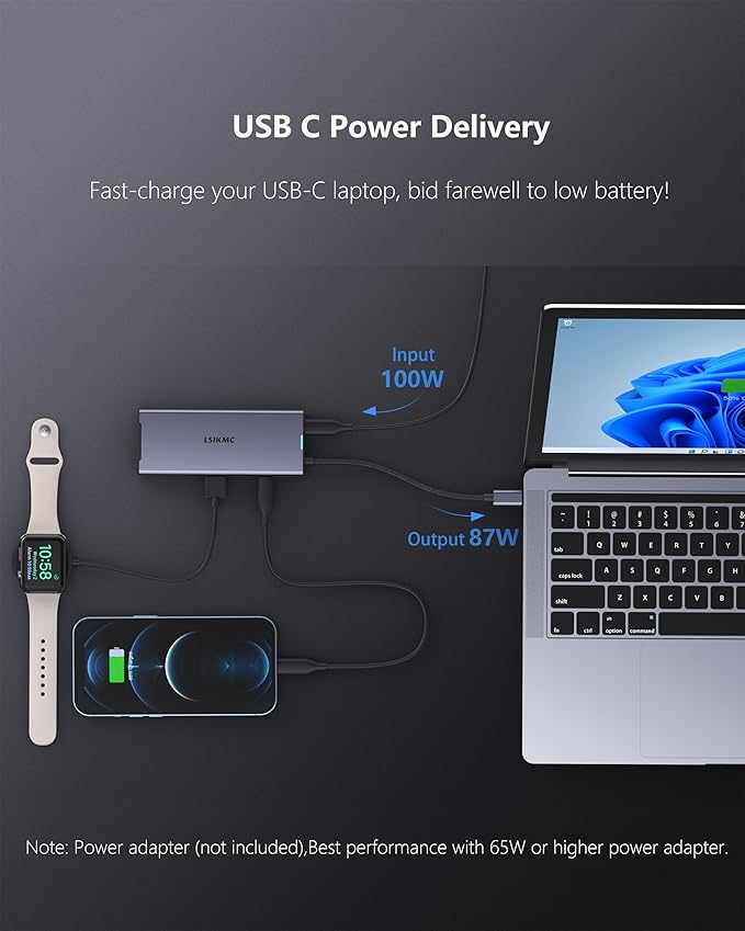 USB C Docking Station Dual Monitor 7 in 1 Laptop Docking Station Triple Monitors for DELL HP Lenovo,USBC Hub Multiport Adapter Dongle with 2HDMI 4K+8k DisplayPort+2*USB-A+1USB-C+USB-C Charging 100w