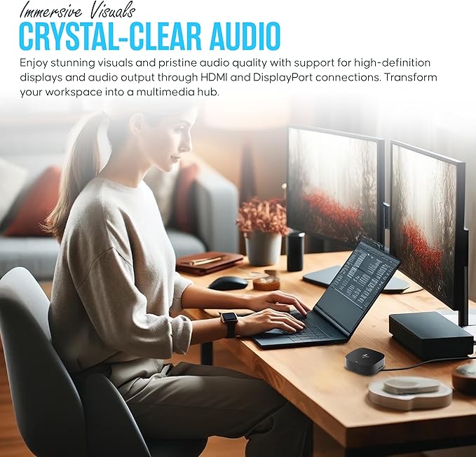 HP Docking Station for Laptop Dual Monitor and Charging - 5TW10AA / 5TW10UT / 5TW10AA#ABB USB-C G5 Dock with 120W AC Adap TER + HDMI Cable + DisplayPort Cable + Cleaning Cloth (Renewed)