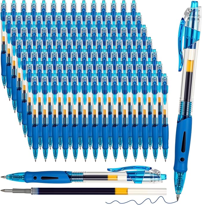 300 Pcs Gel Pens Bulk 0.5mm Ink Gel Pen Retractable Medium Point Rollerball Pens Quick Drying Smooth Writing with Comfortable Grip for School Office Journaling Note Homework (Blue)