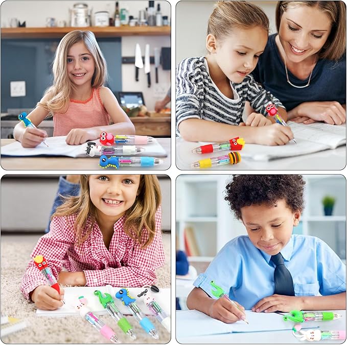 CZWZ 50Pcs Mini Multicolor Pens in One 4-in-1 Cute Pens Bulk for Kids, Ballpoint Pen for Birthdays and Children's Parties, Fun Pen Gifts Assorted Ink Kawaii Pen