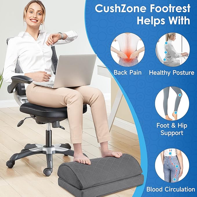 Foot Rest,Desk & Gaming Accessories,Foot Rest for Under Desk at Work,Comfortable Footrest with 2 Adjustable Heights & Removable Cover, Office Desk Accessories（Gray-20 in）