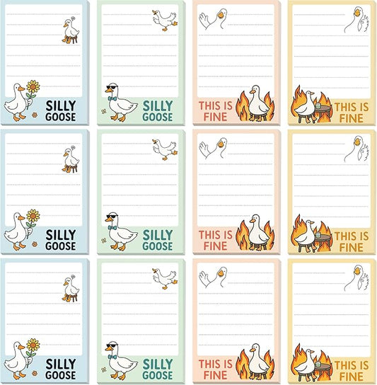 Goose Sticky Notes Gifts – 12 Pads Silly Office Gifts for Coworkers, Funny Post It Notes, 600 Sheets 3.6 x 2.4 Inch Novelty Silly Notepads, Goose Self-Stick Memo Pads for Office, School, Desktop