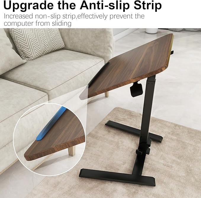 PUNCIA Adjustable Height Small Standing Desk Foldable Laptop Table with Stoppers - 90° Tiltable Rolling Computer Cart Portable Workstation Mobile Desk for Home Office Small Space Bedroom Dorm Study