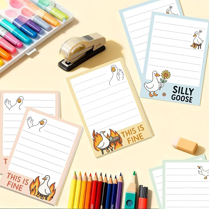 Goose Sticky Notes Gifts – 12 Pads Silly Office Gifts for Coworkers, Funny Post It Notes, 600 Sheets 3.6 x 2.4 Inch Novelty Silly Notepads, Goose Self-Stick Memo Pads for Office, School, Desktop