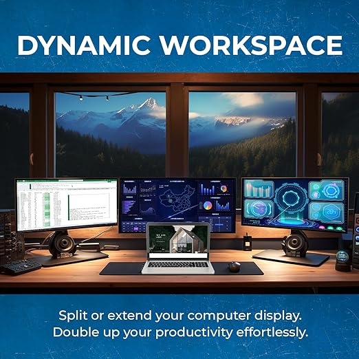 OREI SplitExtend 4K Splitter Extended Display Triple Monitor 2, 1 DisplayPort Docking Station 4 Separate Screens - USB-C to HDMI Adapter, 100W PD LAN, 4 USB 3.0, MircoSD, Windows, Mac OS