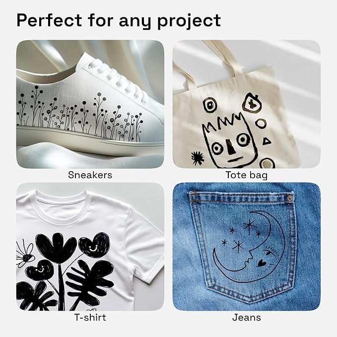 ARTISTRO 2 Black Dual-Tip Fabric Markers - Fabric Decorating Kit - Permanent for Clothes - Acrylic Paint Pens for Sneakers, Bags, Shoes, Textile, Canvas, Sewing, Craft, DIY - Brush and Fine Tip