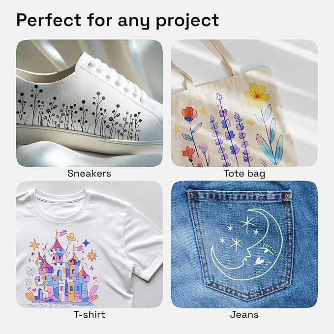 ARTISTRO 12 Dual-Tip Fabric Markers - Fabric Decorating Kit - Permanent for Clothes - Acrylic Paint Pens for Sneakers, Bags, Shoes, Textile, Canvas, Sewing, Craft, DIY - Brush and Fine Tip